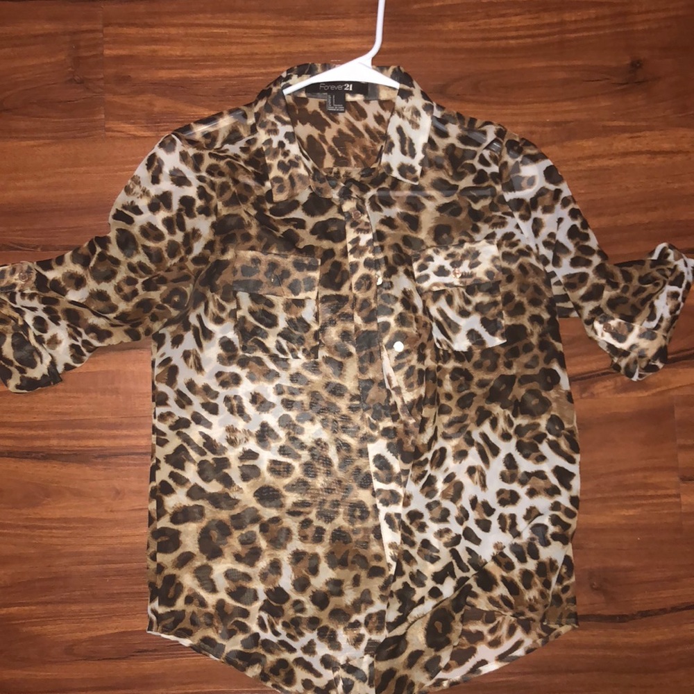 2 for $20 Forever 21 Sheer Leopard Print blouse